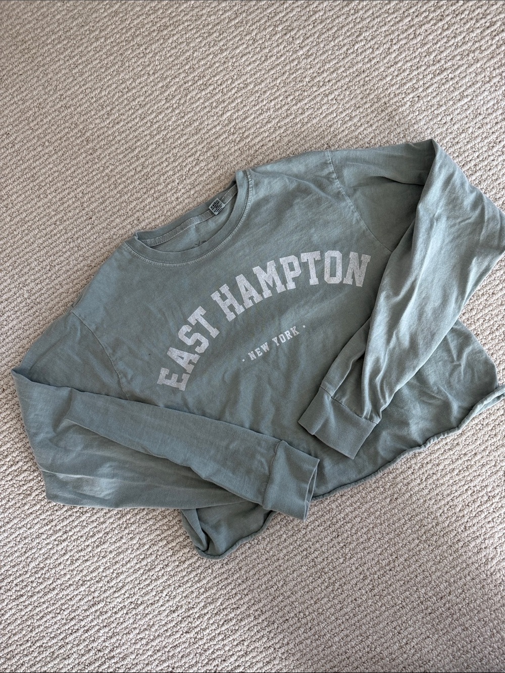 East Hampton New York Crewneck Crop Top - Sage Green
